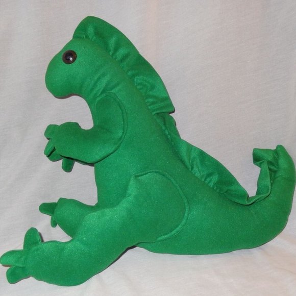 Dinosaur Green Felt Handmade Plush Stuffed Animal - Picture 6 of 8